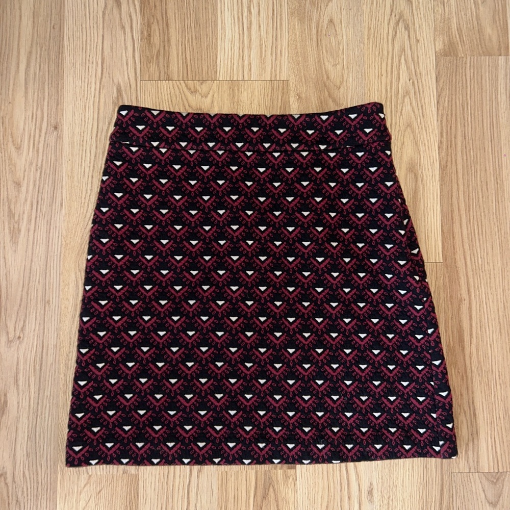 Loft petite black and red mini skirt